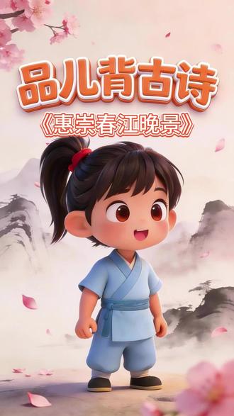 《品儿背古诗》第55篇:惠崇春江晚景 宋 苏轼 竹外桃花三两枝,春江水暖鸭先知。蒌蒿满地芦芽短,正是河豚欲上时。#小学生必背古诗词 #启蒙早教 #原创动画 #唐诗三百首 #亲子互动