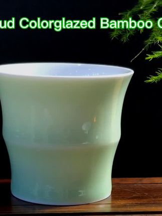 #高温玉泥竹节杯制作视频,中英文版 #璞素文庭精选瓷器主人杯超推荐 #600目高温颜色釉竹节主人杯实物质感巨好喝茶巨好#自慢堂同工艺不留茶渍