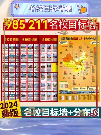 教室必备名校目标墙贴。985211高校全收录展示。激发学生学习动力源泉。每天看到梦想学府目标。厚实材质印刷清晰耐用。安装方便轻松贴上墙面。学习更有动力向前冲。让梦想学府不再遥远。一起加油实现理想吧。#学习激励 #高考必备 #教室装饰#985211高校