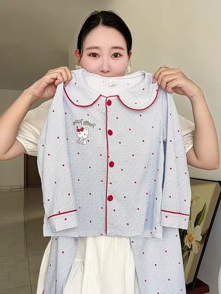 娃娃领Hellokitt儿童睡衣长袖春秋季云朵甜美女童女孩家居服套装#儿童家居服 #高品质童装 #质量杠杠的好 #秋冬穿搭 #睡衣家居服