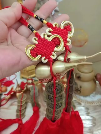 【热卖高端定制中国结传统挂件葫芦加厚加大黄铜刻字高档吉祥结挂件】#五帝钱挂件#门对门挂件 #葫芦五帝钱挂件