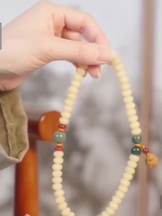 【步步莲升】老师父手工制作奶黄白玉菩提双圈手串手持9/6mm不碰水#挂饰挂件 #文玩珠串