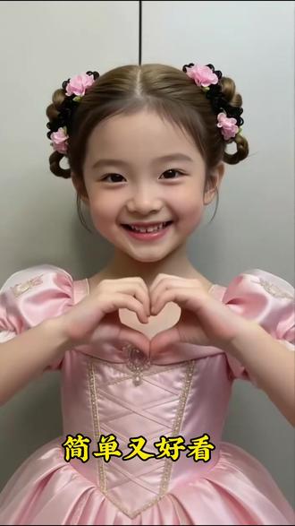 简单好看的古风丸子头#儿童编发 #编发教程 #生女儿就是用来打扮的
