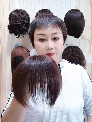 全真发一片式遮白发直发头顶补发片 #轻薄透气 #遮盖白发 #假发 #全真发 #头顶补发片