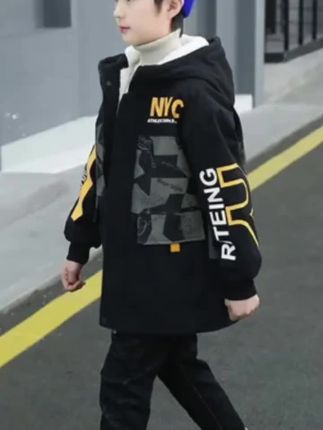 男童棉衣冬装外套加绒加厚棉服新款中大童男孩秋冬季棉袄休闲风衣#秋冬穿搭 #男童外套 #棉服 #加绒保暖 #潮童穿搭