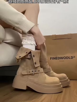 厚底增高马丁靴女2025秋季新款西部靴英伦风美拉德小个子显瘦短靴#靴子 #短靴 #显高显瘦显腿长 #脚宽脚胖都可以 #哎呦喂你鞋真好看