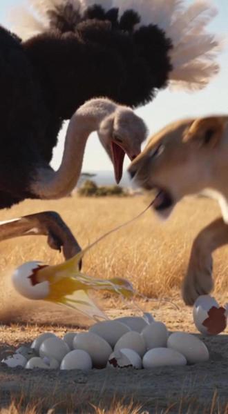 太猛了!鸵鸟发飙把狮子踩得满地逃窜抱头鼠窜 #鸵鸟实力碾压 #狮子翻车现场 #草原生存战 #野生动物硬核时刻
