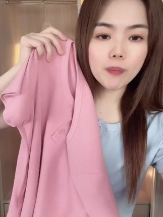 『樊范儿』夏季新款显瘦时尚百搭短款修身纯色纽扣上衣T恤女-24214