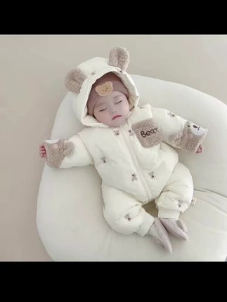 超萌婴儿连体衣服秋冬季夹棉新生儿宝宝加绒加厚冬装外出棉服套装#高品质童装 #谁穿谁好看系列 #母婴好物 #婴幼儿服饰 #加厚连体衣