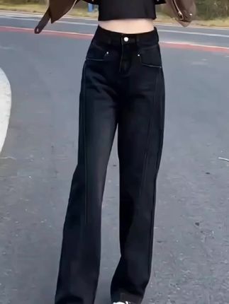 #牛仔裤女 #窄版阔腿裤 #显瘦裤子 #牛仔裤搭配 #谁穿谁好看系列