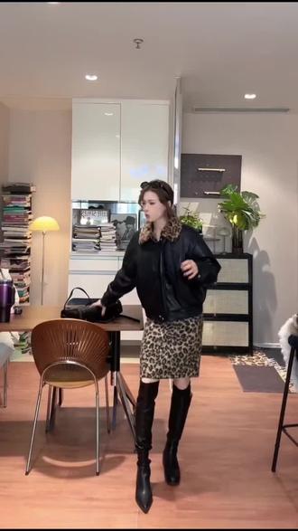 美式时髦豹纹毛呢半身裙女秋冬季新款时尚复古洋气加厚包臀裙#美式复古 #豹纹 #半身裙 #洋气减龄 #冬季必备