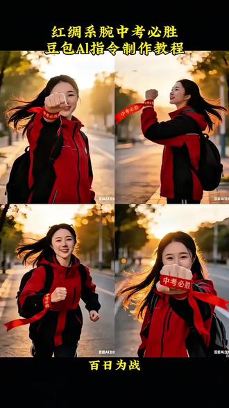 红绸系腕中考必胜豆包Al指令制作教程来了#中考必胜#豆包ai#豆包出大片有两把刷子#豆包app#抖音ai制作