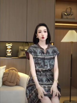 法式复古文艺风连衣裙女2025新款夏季短袖收腰显瘦小个子a字短裙#显瘦连衣裙#洋气连衣裙#气质连衣裙#时尚连衣裙#法式连衣裙