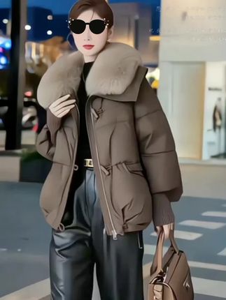 冬季新款大毛领韩版时尚休闲棉服外套#外套穿搭 #减龄显瘦穿搭 #