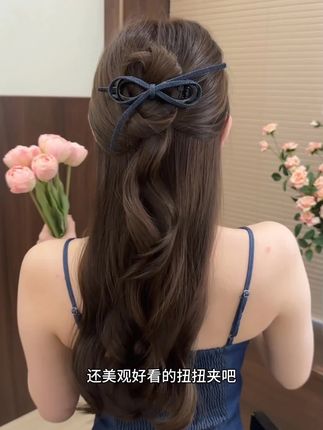 舒适不磕后脑勺,用一次就爱上这个新款牛仔蝴蝶结发夹!#头饰发饰 #头饰搭配 #发夹 #蝴蝶结发夹 #一字扭扭夹