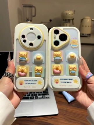 黄油小熊支架手机壳适用苹果16,iPhone15小米14vivo/oppo手机,哇哦,好可爱的手机壳#这款手机壳长在我心巴上了 #好物推荐🔥 #3C数码 #仙女必备 #手机壳 @抖音小助手