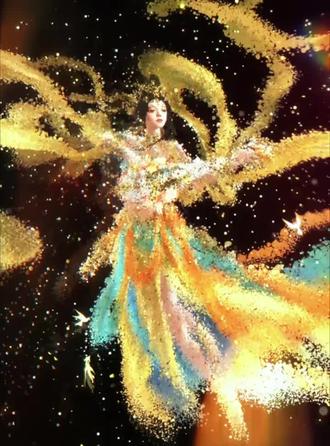 逆水寒x敦煌,千万粒子水墨 #逆水寒鸿音 #逆水寒手游 #逆水寒鸿运年 #画画 #粒子水墨