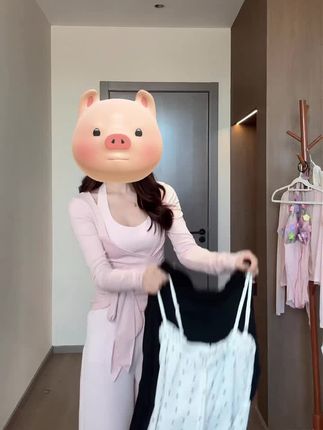 大码复古波点抹胸吊带防晒开衫显瘦阔腿裤三件套女#休闲#设计感#通勤
