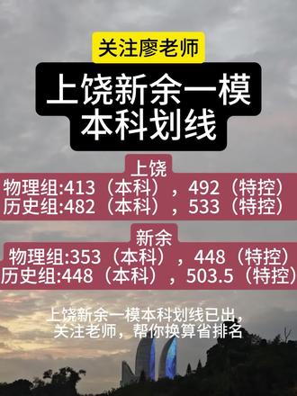 上饶和新余一模本科划线已出,关注廖老师,帮你折算省排名#高考志愿填报#2026江西高考#上饶#新余#高三家长