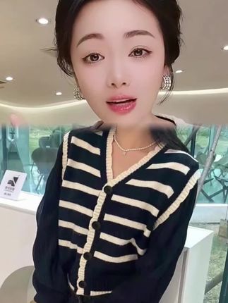 (818)2025秋季新款大码假两件针织衫胖mm条纹泡泡袖毛衣外套#假两件针织衫#条纹小衫#秋装新款#显瘦穿搭#谁穿谁好看@DOU+上热门 @DOU+小助手