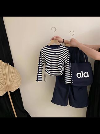 女童秋季洋气套装2025韩版中大童时髦条纹长袖T恤百搭休闲工 #高品质童装 #每日童装穿搭分享 #萌娃穿搭 #潮童穿搭 #潮童必备