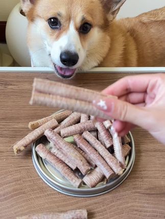 有夹心的鹅喉管你见过吗,狗狗超爱的 #养狗经验分享 #宠物零食 #馋狗上线 #yeepet #yeepet鹅喉管冻干