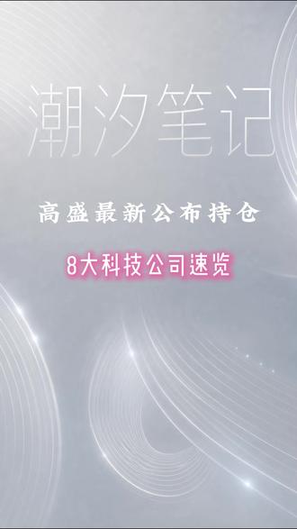 高盛最新公布持仓,8大科技公司速览 #高盛 #科技 #研报 #A股