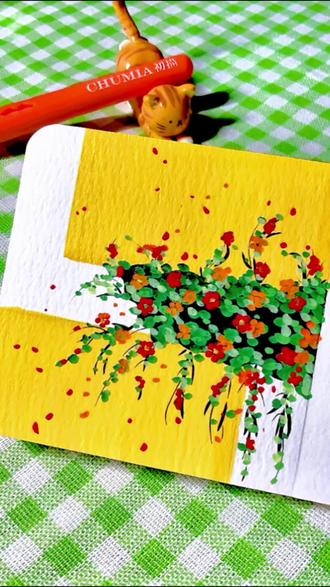 一分钟小花教程💐 #丙烯马克笔绘画 #丙烯马克笔教程 #简笔画 #治愈 #风景画