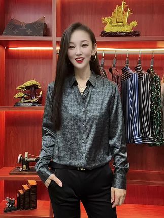 #男士秋季长袖桑蚕丝衬衫,#面料舒适透气