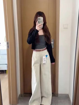 新款….到手和视频一样哦。闭眼冲!#秋季新款 #裤子推荐 #百搭裤子 #梨型身材穿搭 #小个子显高显瘦穿搭