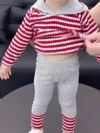 女童秋装套装2025年新款条纹卫衣打底裤春秋儿童衣服两件套