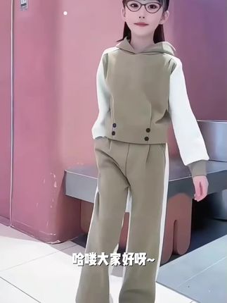 女童套装2025新款秋冬季高能感儿童装大童时尚休闲连帽加绒两件套#好货推荐#爆款推荐#热门推荐