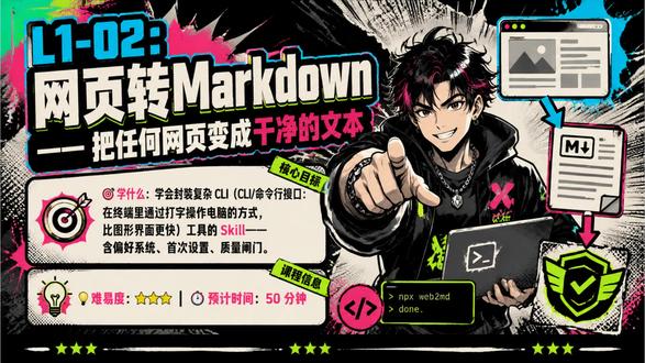 05:网页转Markdown —— 把任何网页变成干净的文本 #ai #ai教程 #skills
