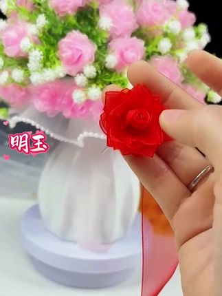 #满天星雪纱玫瑰花#手工DIY,让每一天都充满惊喜!#满天星雪纱玫瑰花#手工diy#家居摆件