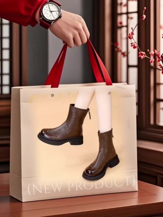 简约圆头短靴 #圆头短靴 #百搭鞋子 #时尚穿搭 #春秋新款 #轻奢女鞋
