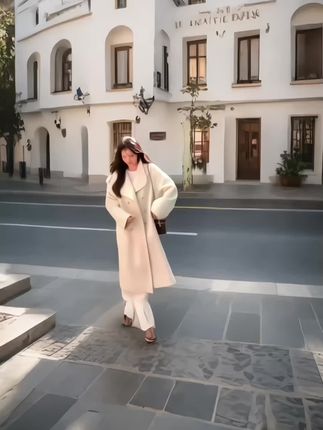 高级感白色双面羊绒大衣女2025年秋冬季新款保暖毛呢外套宽松韩系#时尚穿搭女装 #秋冬季新款上新 #韩系毛呢外套#自留款推荐