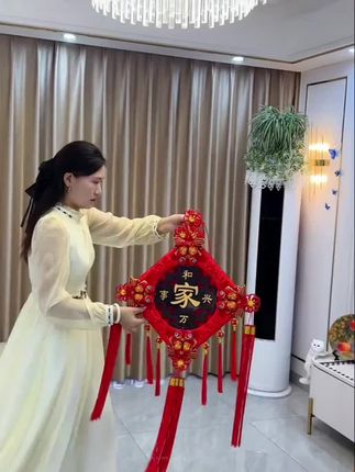 桃木中国结三件套太好看了,质感很好,价格也合适#桃木中国结#背景墙装饰#高端大气#挂件