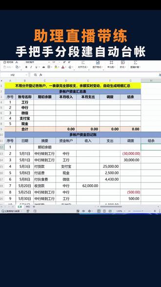 资金日记账怎么做?25分钟完整版操作流程,建议用电脑边看边练 前几期分享了多账户混合记账的思路后,很多同行朋友希望能看一次从头到尾的完整搭建过程。
直接拿走一个做好的空表,一旦公司业务发生变动,或者不小心误删了行列,大概率连怎么修复公式都不知道。
为了让大家真正掌握底层的设置逻辑,这期视频特意安排助理录制了一期长达 25 分钟的“沉浸式带练”教程。
从一张空白的 Excel 表格开始,分段演示了所有核心功能的搭建:
✅ 第一阶段:搭建总账与流水底稿的规范框架。
✅ 第二阶段:写入删行插行绝对不报错的“动态结余”公式。
✅ 第三阶段:利用函数实现各银行子账户明细的自动拆分与无损扩容。
视频比较长,全是没有水分的硬核操作。
建议同行朋友们先收藏,找个集中的时间,在电脑前一边看一边跟着建。
花半个小时亲手敲一遍代码,理顺数据流转的逻辑,这门手艺才真正属于你自己。
#出纳实操 #银行日记账 #财务管理 #Excel高级技巧 #会计实操