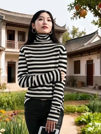 新款洋气减龄条纹上衣,面料柔软舒适,透气性好,高级感穿搭,谁穿谁好看#毫不费力的打开桌球穿搭#早秋韩系氛围感穿搭#轻松解锁秋季穿搭#早秋穿搭公式来了#早就不费力显贵穿搭