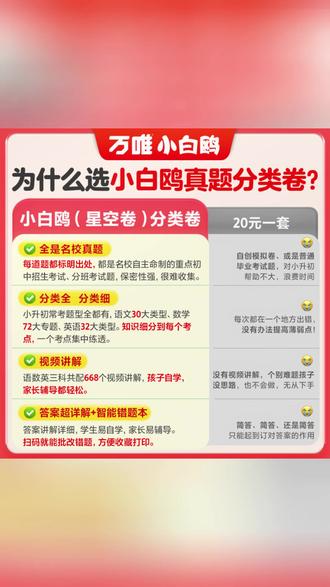 万唯小白鸥真题分类卷2026新版小升初语数英全国小学真题试卷推荐#小升初备考 #真题试卷 #小学语数英 #万唯学习资料 #2026新版