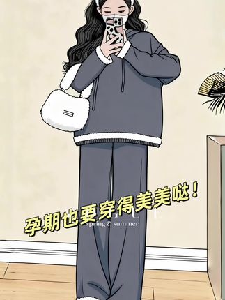1高级松弛感:2025秋款连帽上衣+阔腿裤,宽松版型藏孕肚,阔腿裤显高挑,一套穿出洋气个性。#孕期穿搭 #孕期 #孕妇装 #最美孕妇 #慵懒风穿搭