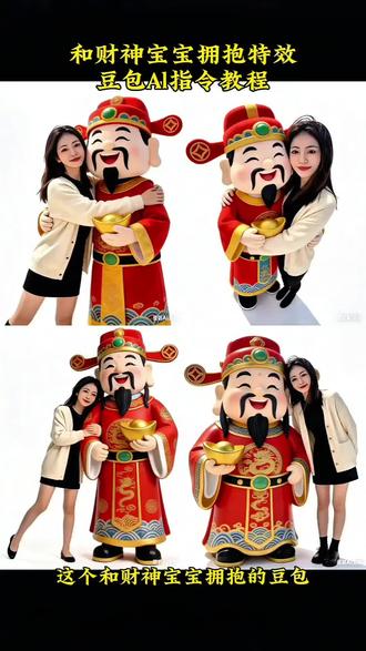 和财神宝宝拥抱的豆包Al指令教程来了#和财神宝宝拥抱#豆包ai #豆包P图已经nextlevel了#豆包出大片有两把刷子 #抖音ai制作