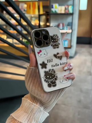 爱心凯蒂猫适用iPhone16防摔苹果15promax镜面卡通14全包13可爱12#个性防摔手机壳#招财手机壳 #这个手机壳真的长在我心巴上了 #是时候安排一下了