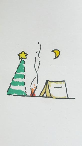 七月老师教画画|露营小插图 #育儿简笔画 #美术作业 #简笔画教程 #简笔画 #绘画教程