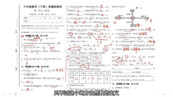 6下数学培优,每个单元学完以后做一套真题卷,至少会提高20分,查缺补漏才能让数学基础更加稳固,争做学霸#六年级数学下册#正负数 #小学数学