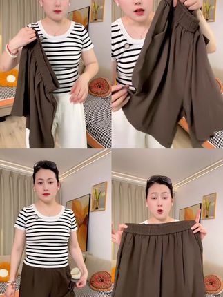 冰丝西装短裤五分裤女夏季百搭宽松设计感小个子薄款休闲直筒裤#夏季穿搭 #显高显瘦 #条纹控 #高级感穿搭 #时髦宽松小衫