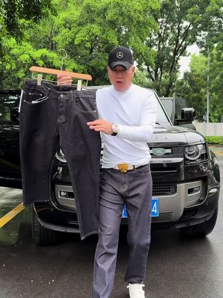 秋冬帆布蓝直筒牛仔裤 90-240斤 上身体感舒适