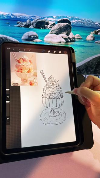 新手速写练习|甜品 是时候练习一下了#ipad绘图 #手绘美食甜品 #ps板绘画 #新手 #教程