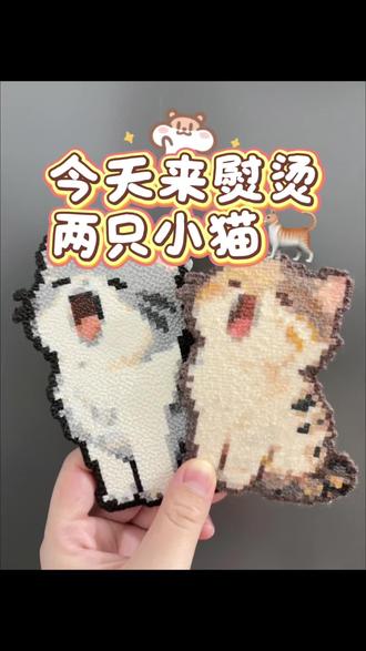 拼豆熨烫日记📔两只小猫🐱 #真实生活分享计划 #像素画猫咪 #拼豆 #拼豆熨烫 #拼豆图纸