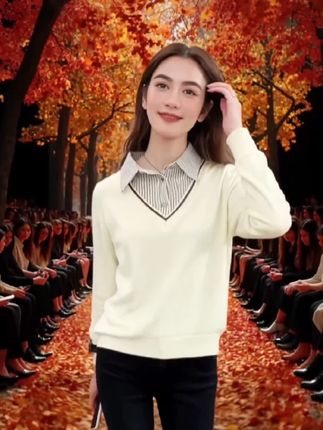 洋气假两件宽松小衫 #时尚洋气 #无限回购的宝藏单品 #整个时尚圈都在等入chill